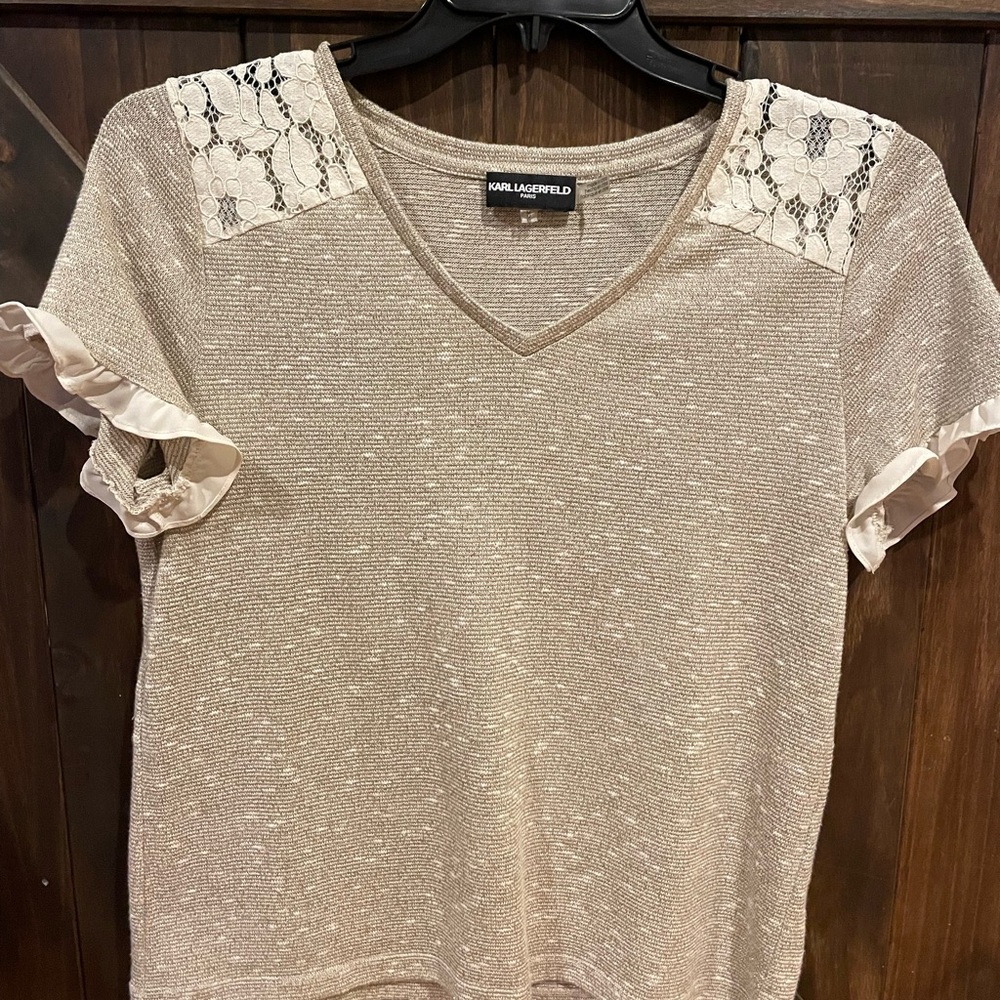 Karl Lagerfeld Gold Knit Blouse